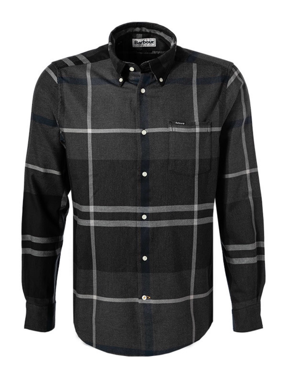 Barbour Dunoon Men XL Graphite Gray Tartan Plaid Tailored Fit Button Down Shirt